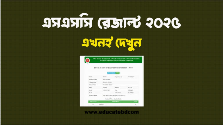 SSC Result 2025 – Marksheet সহ ফলাফল দেখুন